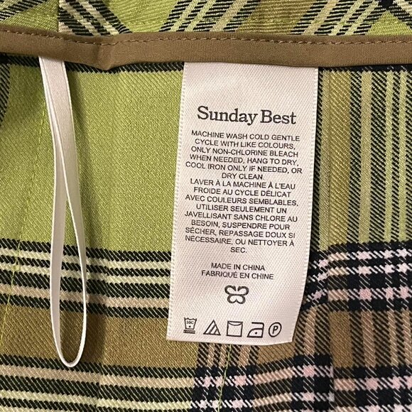 Aritzia Sunday best lime green plaid pleated mini skirt - Picture 5 of 5